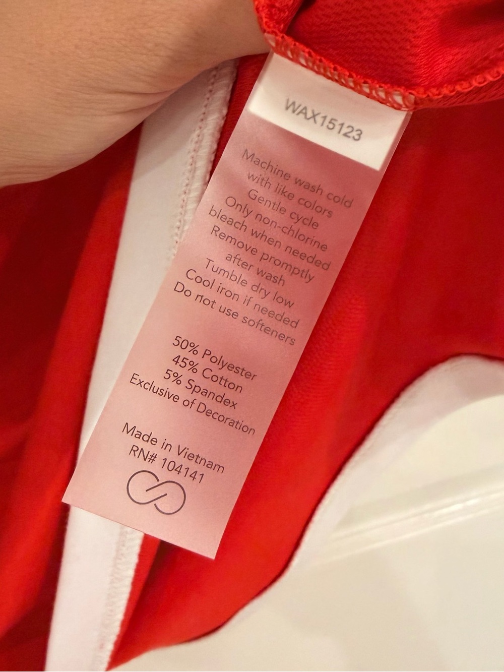 CALIA by Carrie Underwood | Orange-Red Sleeveless Mock Neck Tank with White Trim - Picture 7 of 8
